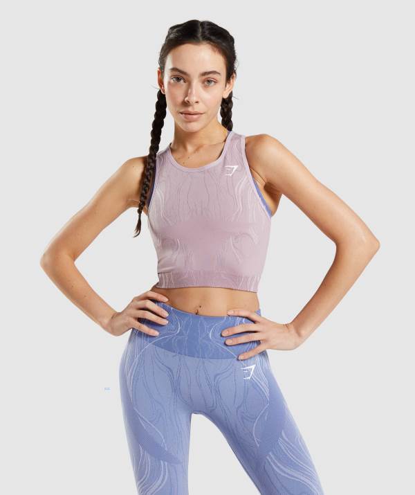 Damske Tielko Gymshark Mercury Seamless Crop Svetlo Nachový | OK7589102